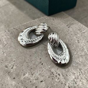 Silver Modernist Knocker Earrings